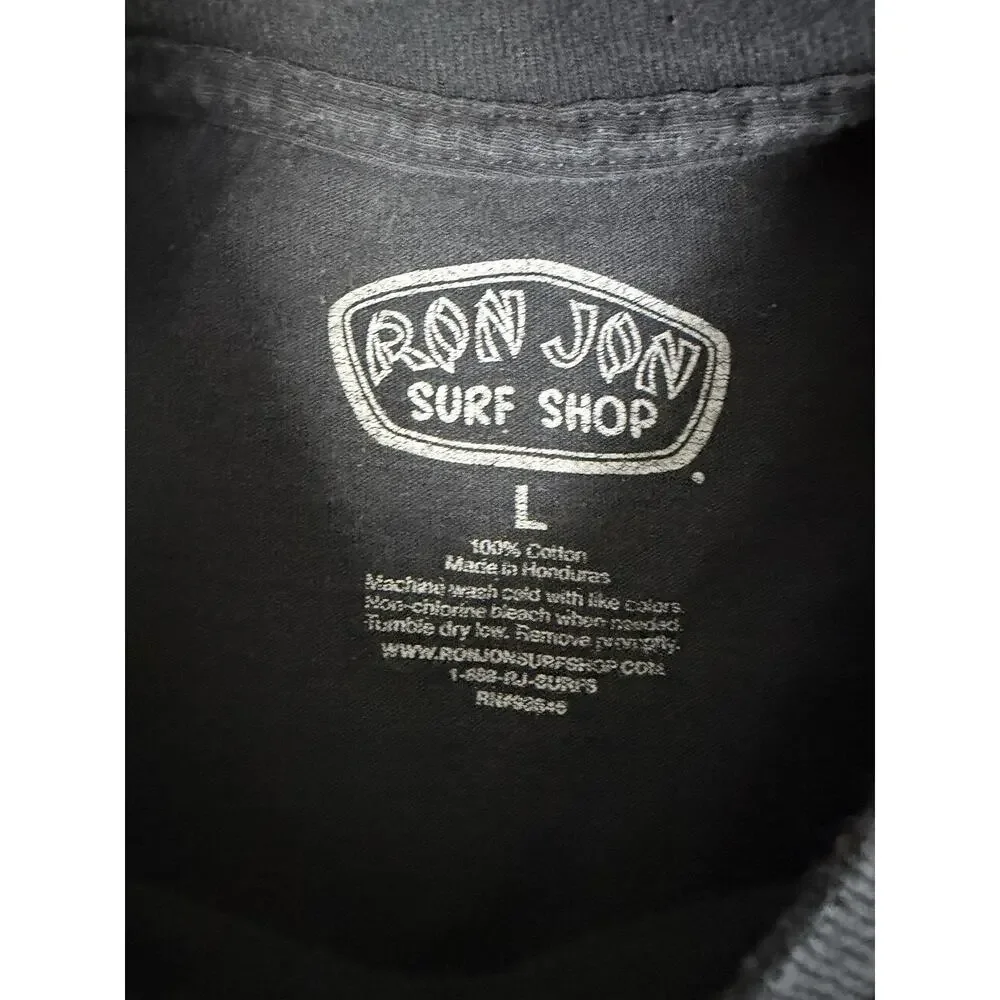 Ron Jon Surf Shop Shirt Mens L Black Surf Graphic Long Sleeve Crew Neck